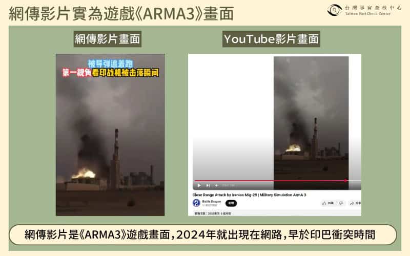 網傳影片實為遊戲畫面/查核中心製圖