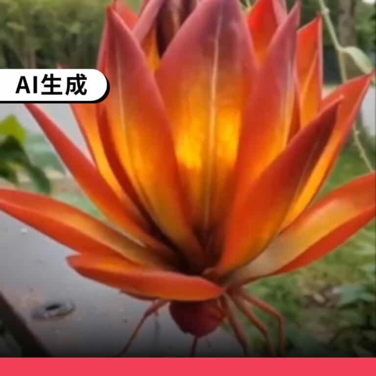 「昆蟲身體展開花朵」是AI生成影片