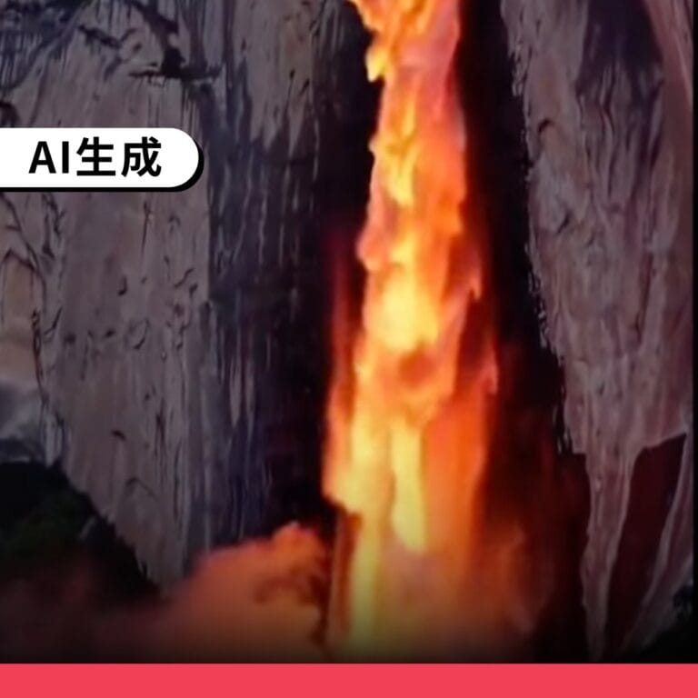 網傳影片是AI創作，不是真實火瀑布現象