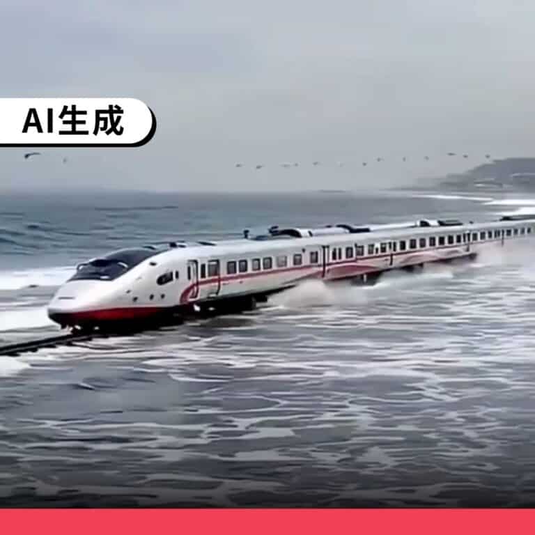 網傳影片「德國、丹麥飛鳥列車在海上行駛」為AI生成