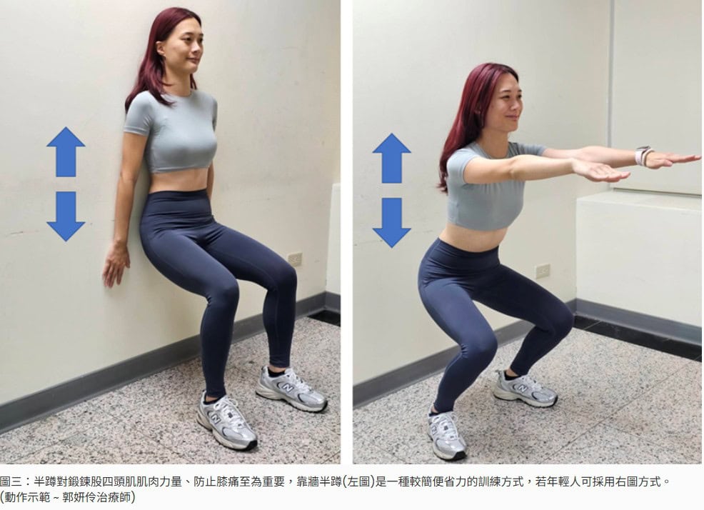 半蹲示範圖示(擷取自台灣復健醫學會文章)