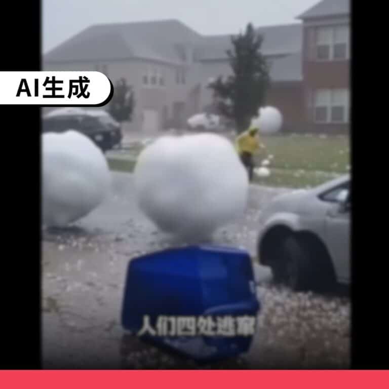網傳「美國堪薩斯下起巨大冰雹」影片為 AI 生成