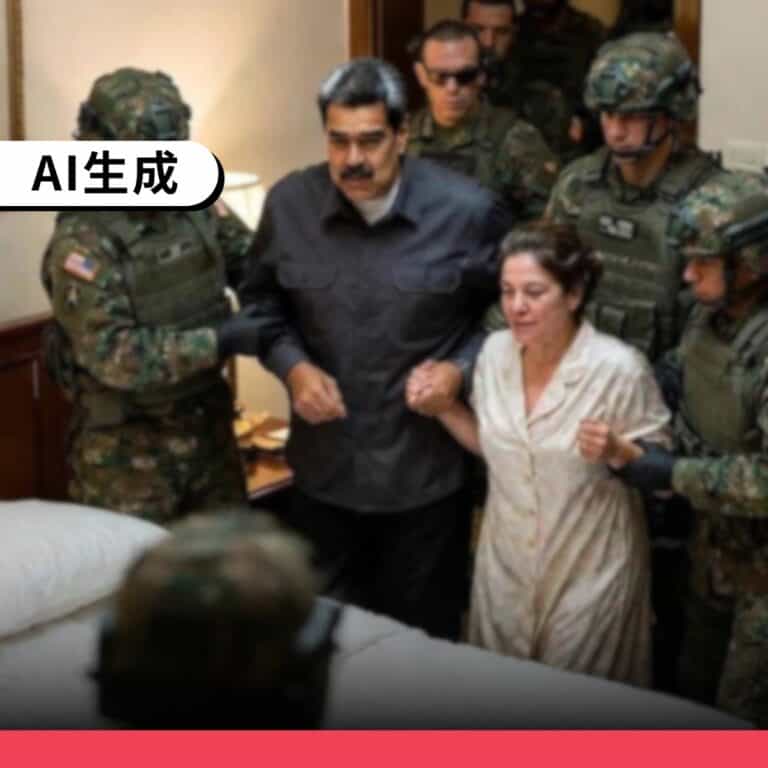 網傳「美軍闖入臥室拖走委內瑞拉總統馬杜洛」圖片為AI生成