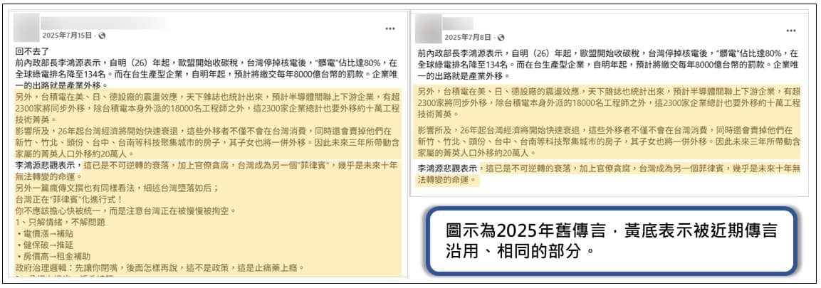近期傳言改寫自2025年舊傳言,「天下雜誌統計」段落去年就已流傳,已查證為錯誤訊息。