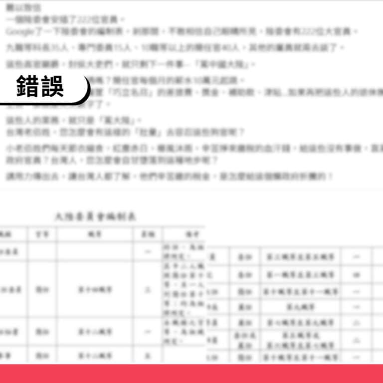 網傳「陸委會安插222名高官罵中國」偏離事實