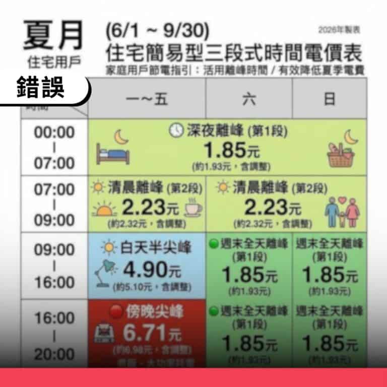 「住宅用電採三段式電價」是老謠言，全國99%家庭電費採累進費率計費