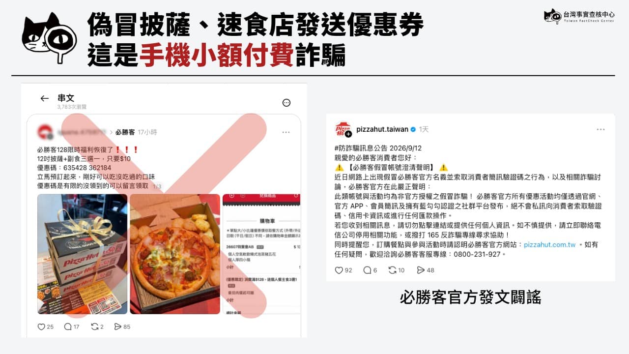 除了假冒購物網站名義詐騙,詐團也會利用速食店折扣碼作為引誘。