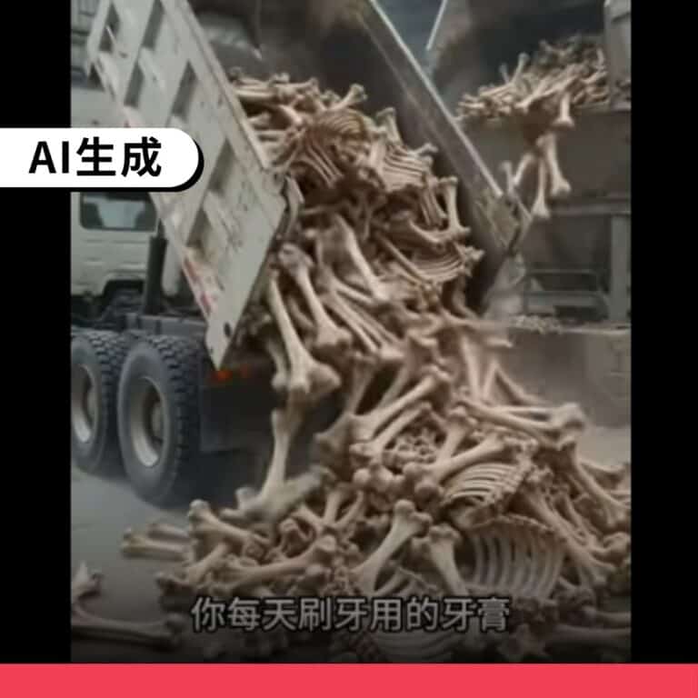 網傳「牙膏都是牛骨頭做的」影片為AI生成，內容過度誇大渲染