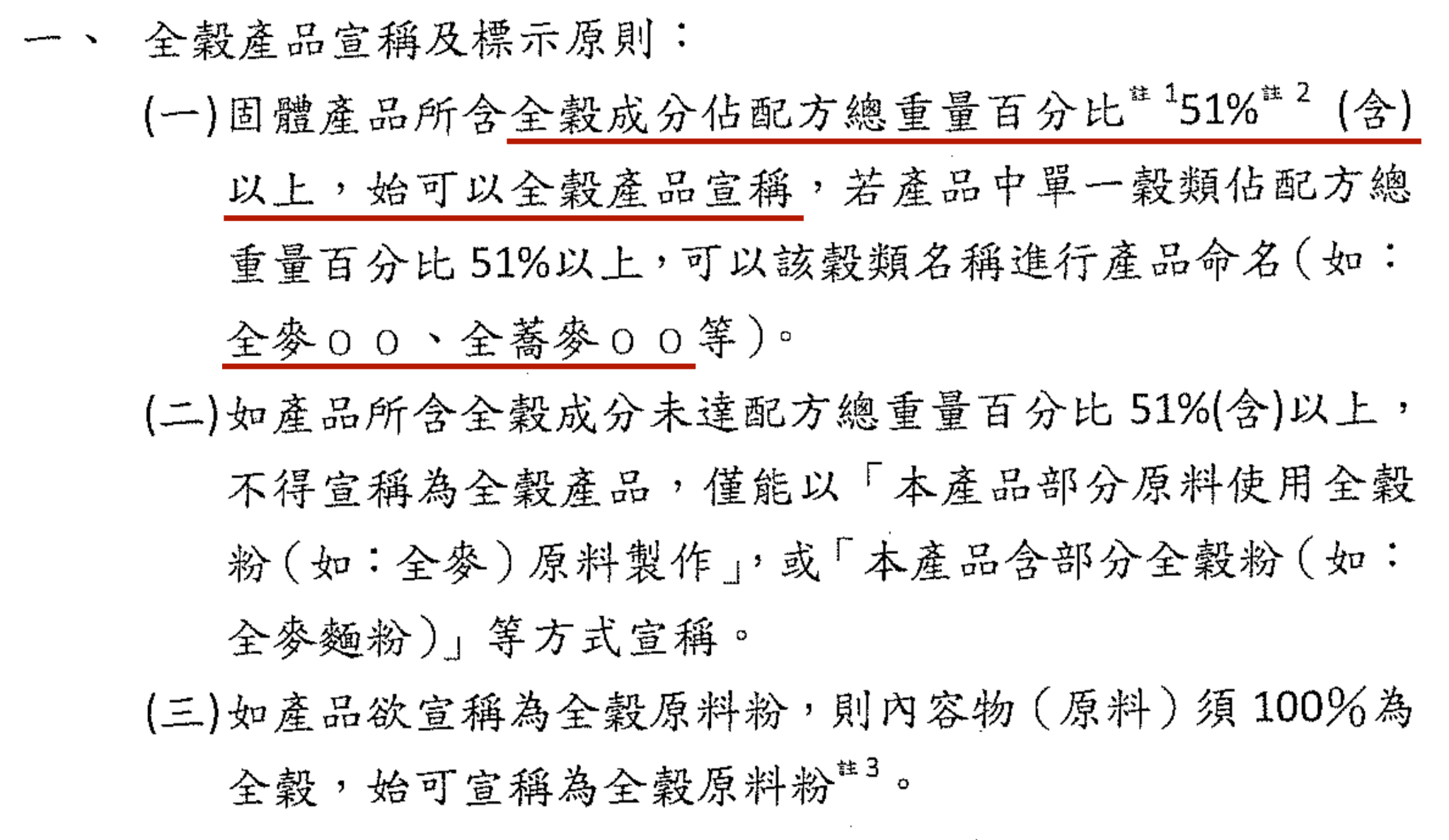 只要有51%以上的單一穀類,產品品名就可以用全麥標示。(圖/翻攝食藥署)
