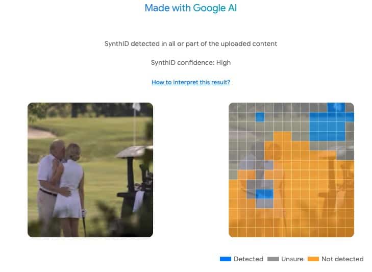 模糊版本圖片,透過Google SynthID,結果均顯示影像由Google AI生成