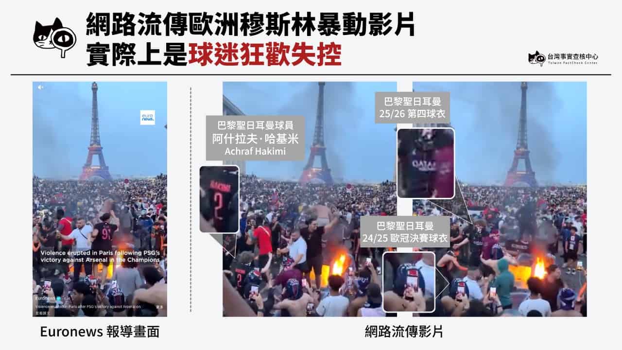 影片中出現巴黎聖日耳曼25/26賽季的隊衣,由此可知是今年的慶祝失控事件。