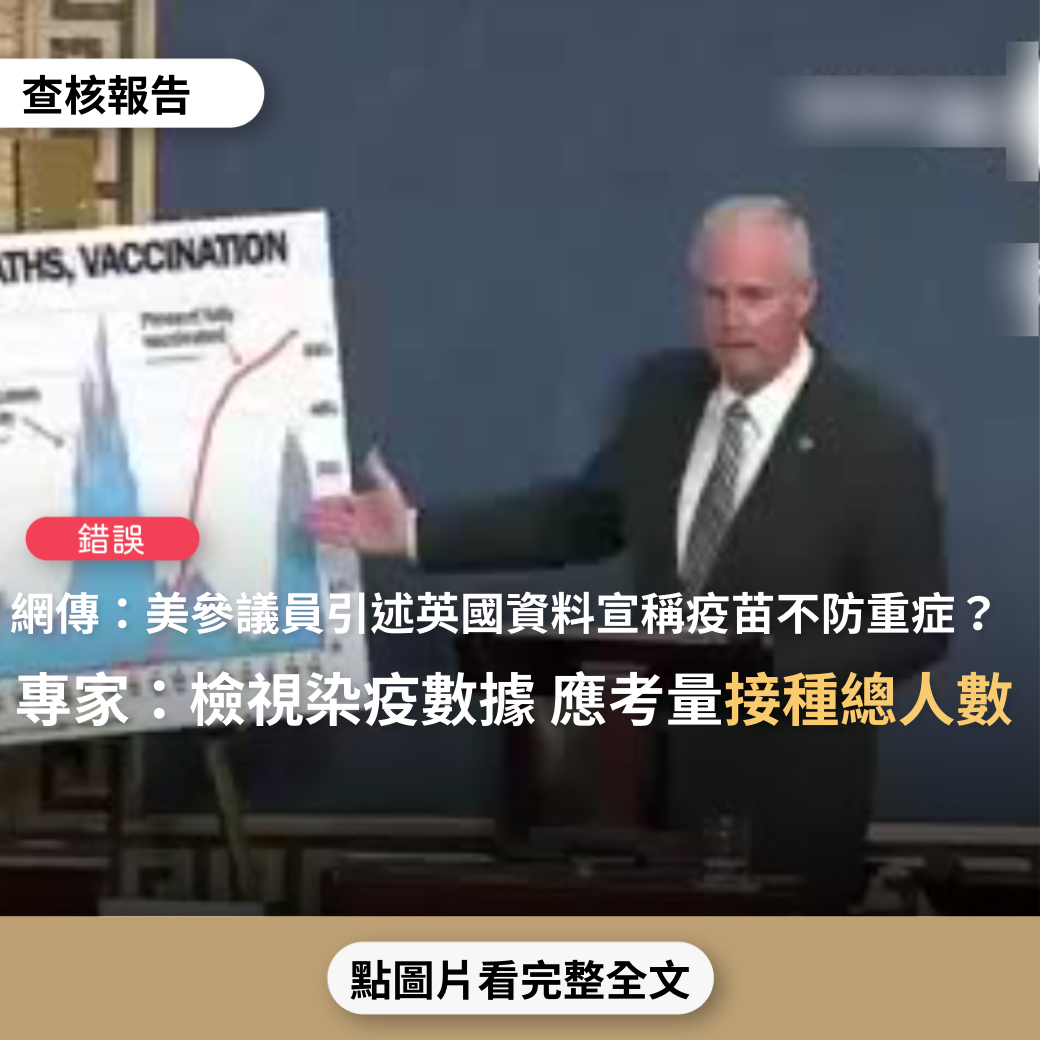 錯誤】網傳影片「美國參議員在參議院上講解疫苗根本不防重症」？ - 台灣事實查核中心