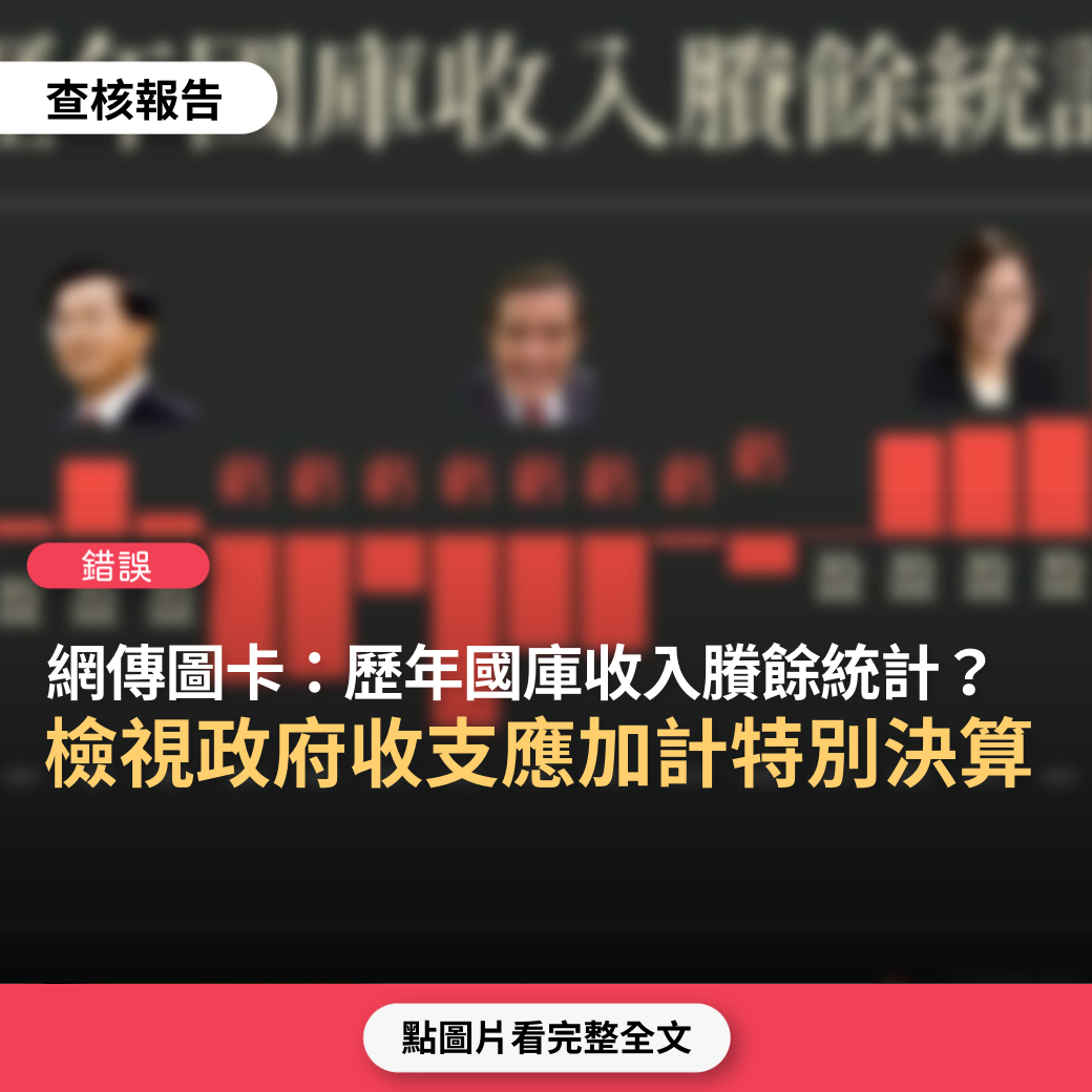 【錯誤】網傳圖卡「歷年國庫收入賸餘統計」？