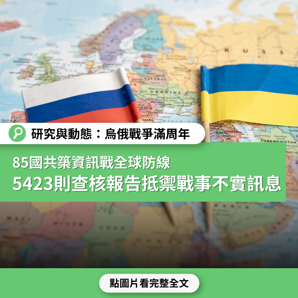 【烏俄戰爭滿周年】85國共築資訊戰全球防線 5423則查核報告抵禦戰事不實訊息